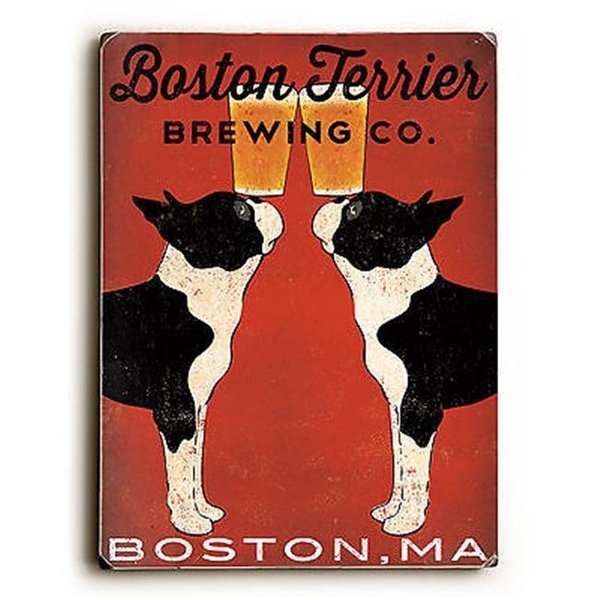 One Bella Casa One Bella Casa 0004-8234-25 9 x 12 in. Boston Terrier Brewing Co Solid Wood Wall Decor by Ryan Fowler 0004-8234-25